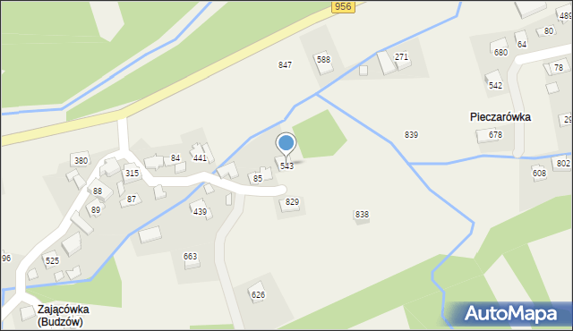 Budzów, Budzów, 543, mapa Budzów