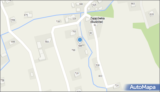 Budzów, Budzów, 586, mapa Budzów