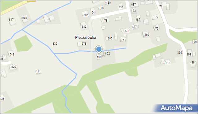 Budzów, Budzów, 608, mapa Budzów