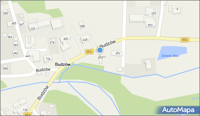 Budzów, Budzów, 672, mapa Budzów