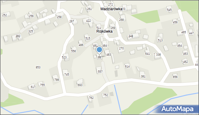 Budzów, Budzów, 68, mapa Budzów