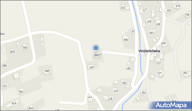 Budzów, Budzów, 694, mapa Budzów