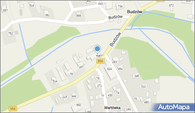 Budzów, Budzów, 735, mapa Budzów