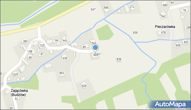 Budzów, Budzów, 829, mapa Budzów