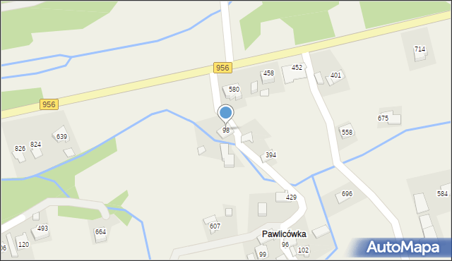 Budzów, Budzów, 98, mapa Budzów