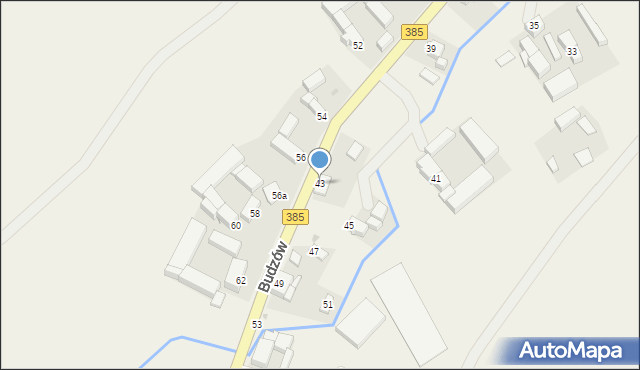 Budzów, Budzów, 43, mapa Budzów