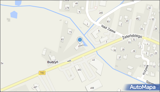 Budzyń, Budzyń, 107, mapa Budzyń