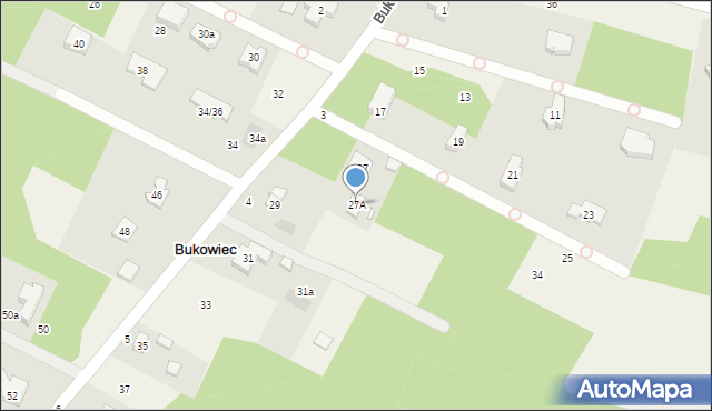 Bukowiec, Bukowa, 27A, mapa Bukowiec