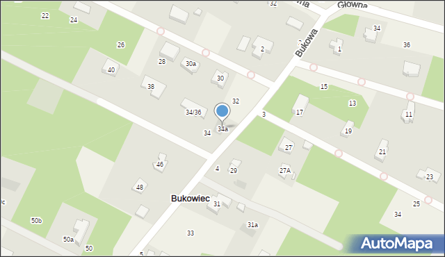 Bukowiec, Bukowa, 34a, mapa Bukowiec