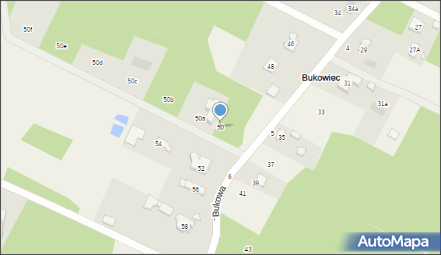 Bukowiec, Bukowa, 50, mapa Bukowiec