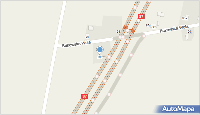 Bukowska Wola, Bukowska Wola, 100, mapa Bukowska Wola