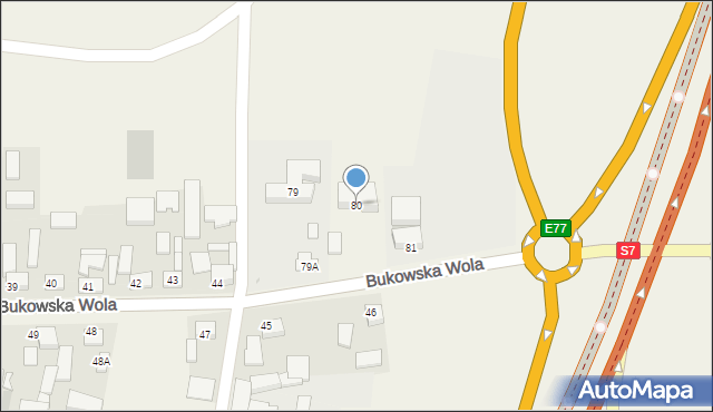 Bukowska Wola, Bukowska Wola, 80, mapa Bukowska Wola