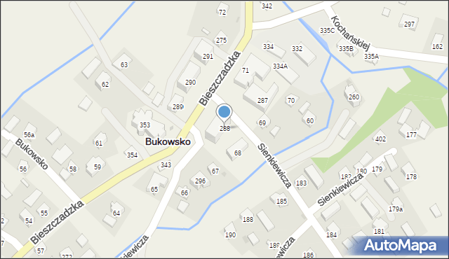 Bukowsko, Bukowsko, 288, mapa Bukowsko