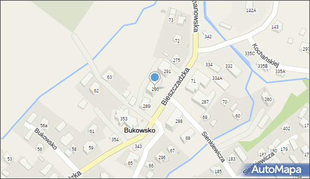 Bukowsko, Bukowsko, 290, mapa Bukowsko