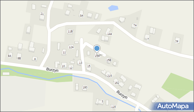 Burzyn, Burzyn, 15A, mapa Burzyn