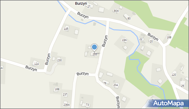 Burzyn, Burzyn, 205, mapa Burzyn