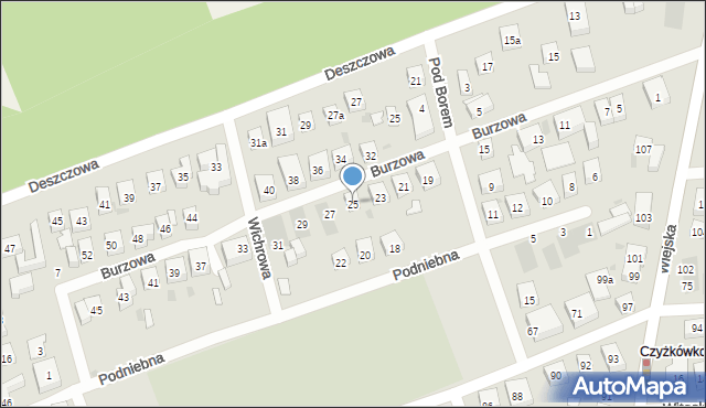 Bydgoszcz, Burzowa, 25, mapa Bydgoszczy