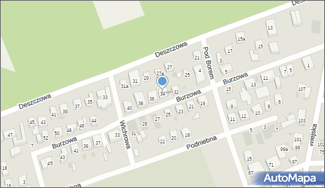 Bydgoszcz, Burzowa, 34, mapa Bydgoszczy