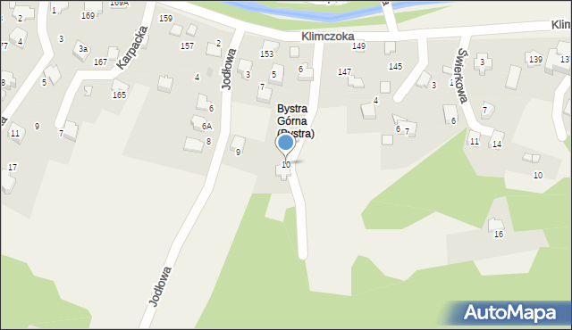 Bystra, Bukowa, 10, mapa Bystra