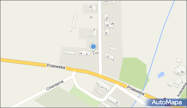 Bytyń, Bursztynowa, 1, mapa Bytyń