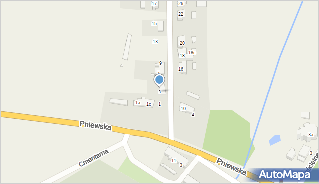 Bytyń, Bursztynowa, 3, mapa Bytyń