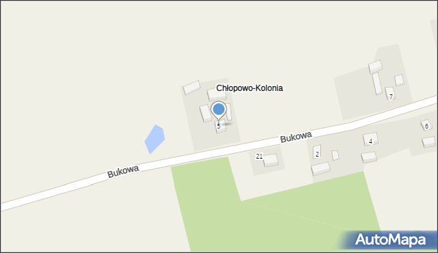 Chłopowo, Bukowa, 5, mapa Chłopowo