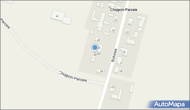 Chojęcin, Bukowa, 22, mapa Chojęcin