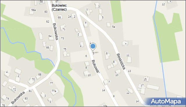 Czaniec, Bukowa, 3, mapa Czaniec