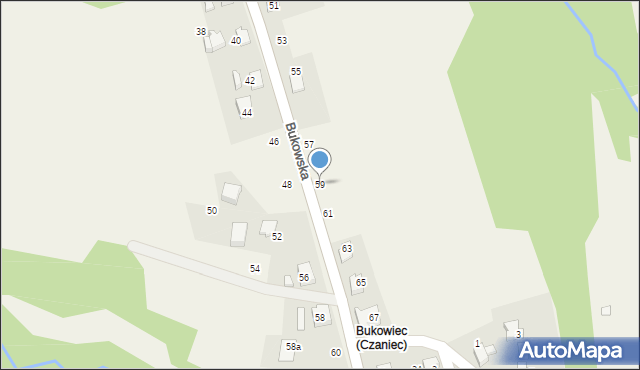 Czaniec, Bukowska, 59, mapa Czaniec