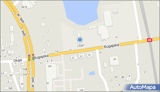 Częstochowa, Bugajska, 13/15, mapa Częstochowy