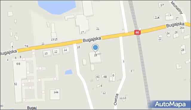 Częstochowa, Bugajska, 18, mapa Częstochowy