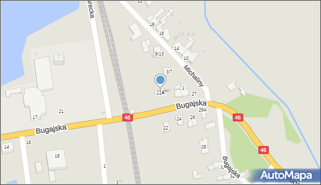 Częstochowa, Bugajska, 21A, mapa Częstochowy