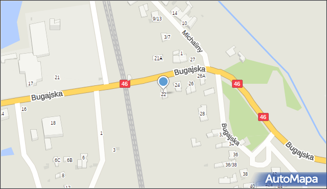 Częstochowa, Bugajska, 22, mapa Częstochowy