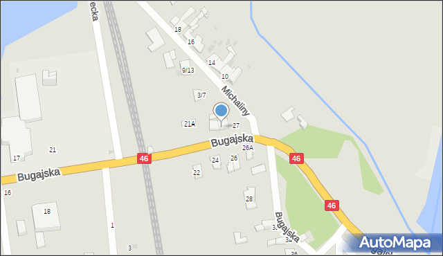 Częstochowa, Bugajska, 25, mapa Częstochowy