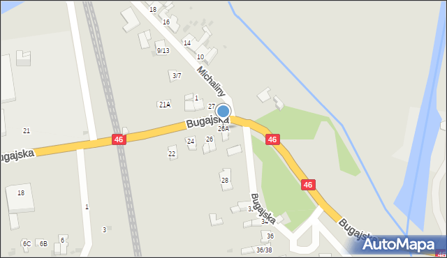 Częstochowa, Bugajska, 26A, mapa Częstochowy