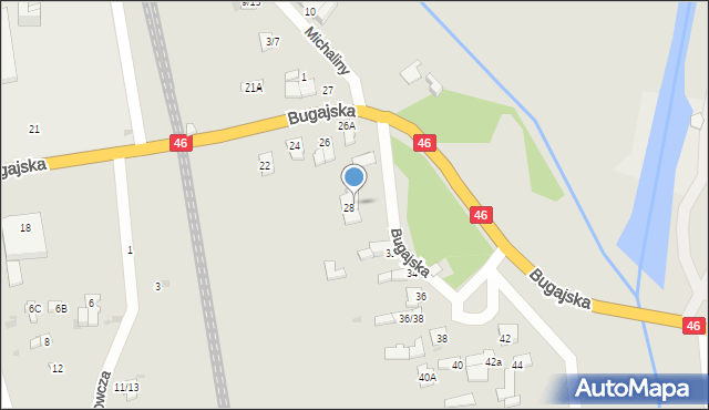 Częstochowa, Bugajska, 28/30, mapa Częstochowy