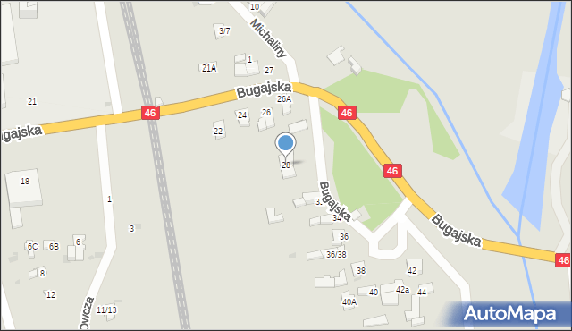 Częstochowa, Bugajska, 28, mapa Częstochowy