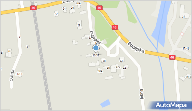 Częstochowa, Bugajska, 36/38, mapa Częstochowy