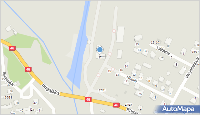 Częstochowa, Bugajska, 37, mapa Częstochowy