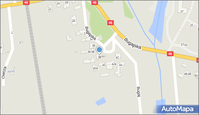 Częstochowa, Bugajska, 38, mapa Częstochowy