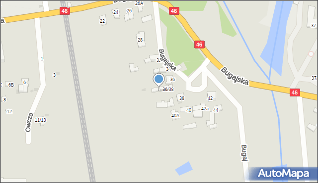 Częstochowa, Bugajska, 38A, mapa Częstochowy