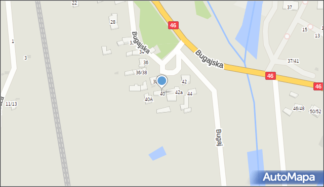 Częstochowa, Bugajska, 40, mapa Częstochowy