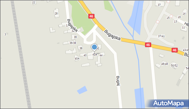 Częstochowa, Bugajska, 42a, mapa Częstochowy