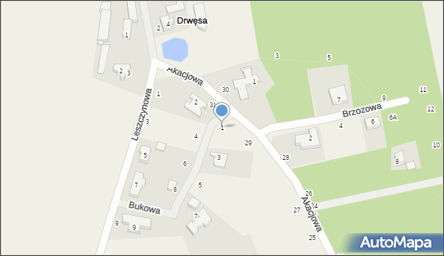 Drwęsa, Bukowa, 1, mapa Drwęsa