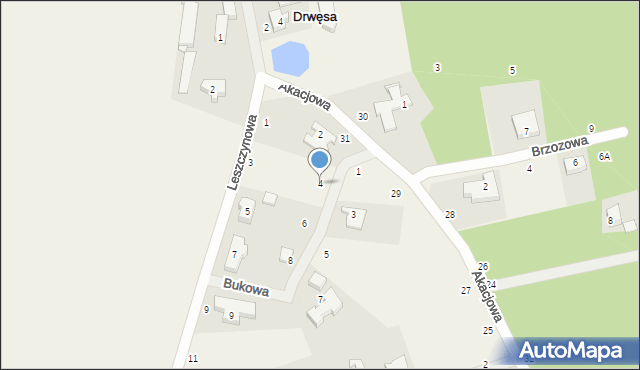 Drwęsa, Bukowa, 4, mapa Drwęsa