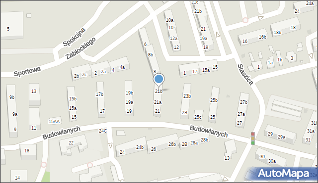 Gniezno, Budowlanych, 21b, mapa Gniezna