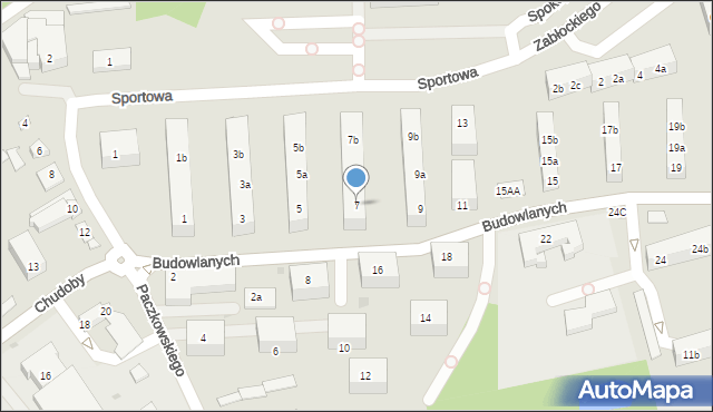 Gniezno, Budowlanych, 7, mapa Gniezna