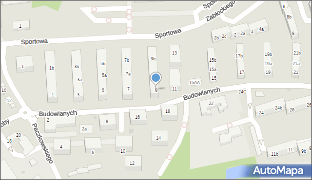 Gniezno, Budowlanych, 9, mapa Gniezna