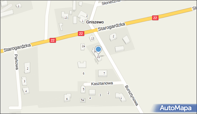 Gniszewo, Bursztynowa, 11, mapa Gniszewo