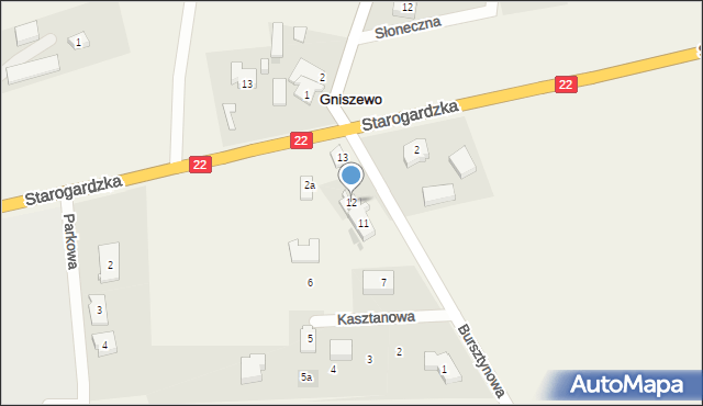 Gniszewo, Bursztynowa, 12, mapa Gniszewo